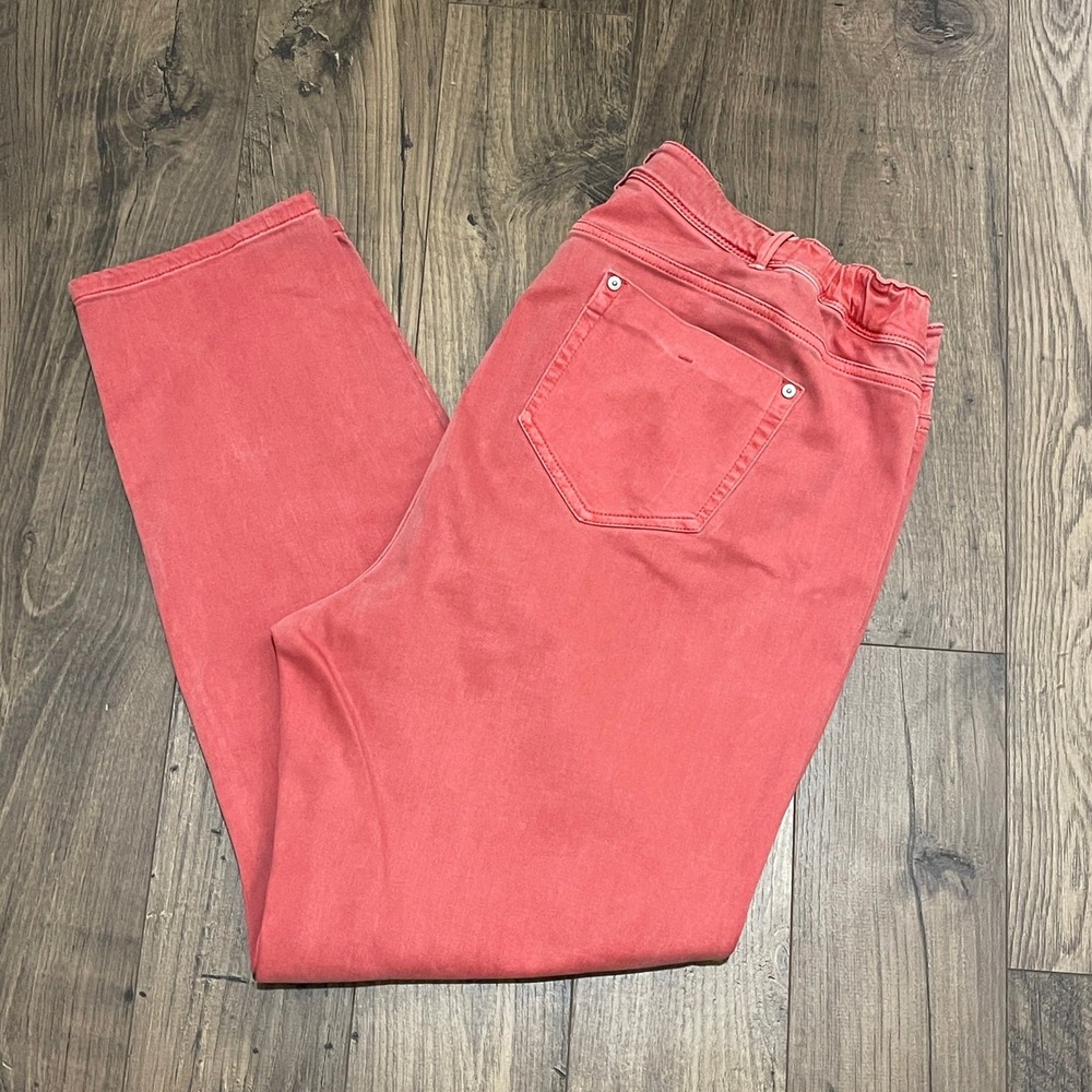 J.Jill Authentic Fit Slim Ankle Jeans Coral Pink Plus Size 18W Elastic Waist
